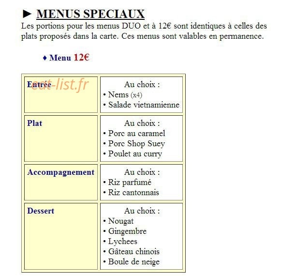 Saveur d'Asie — carte page 7