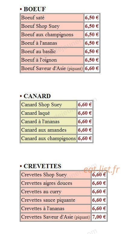 Saveur d'Asie — carte page 3
