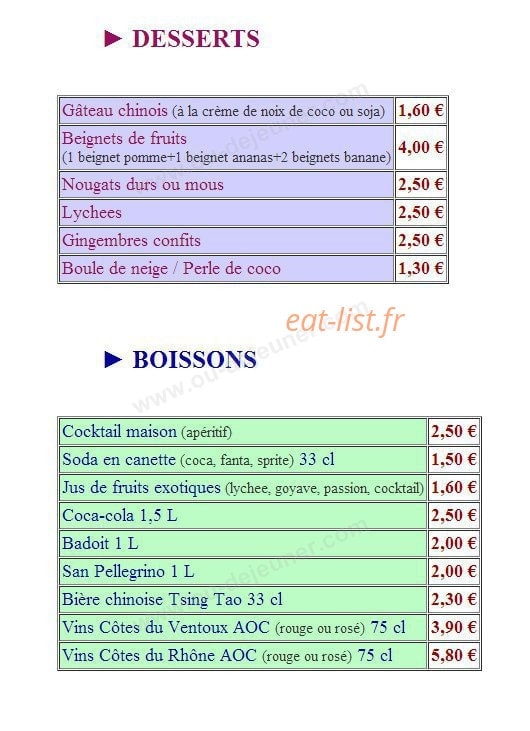 Saveur d'Asie — carte page 6