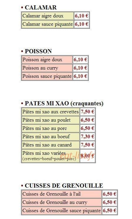 Saveur d'Asie — carte page 4