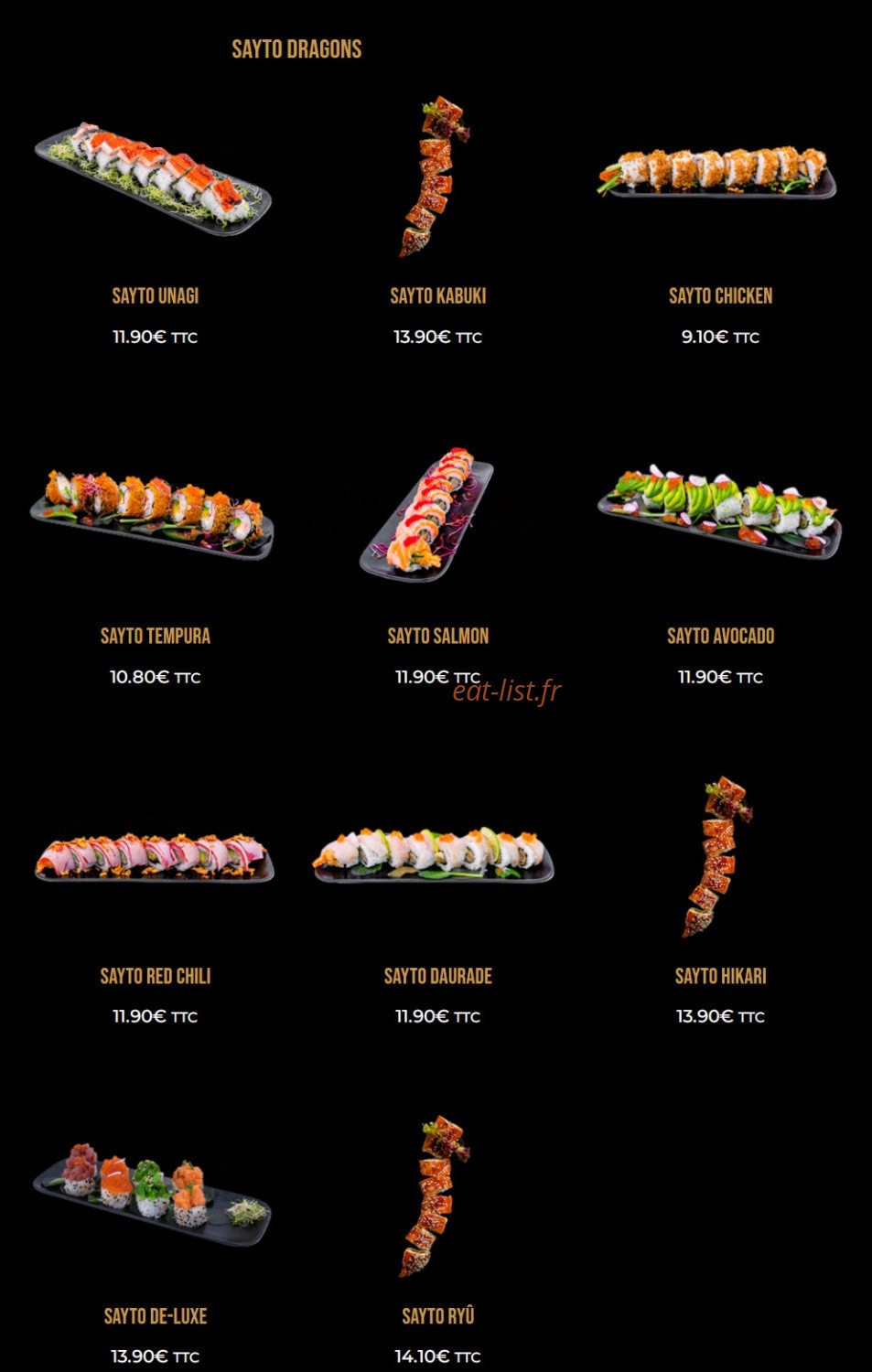 Sayto Sushi — carte page 11