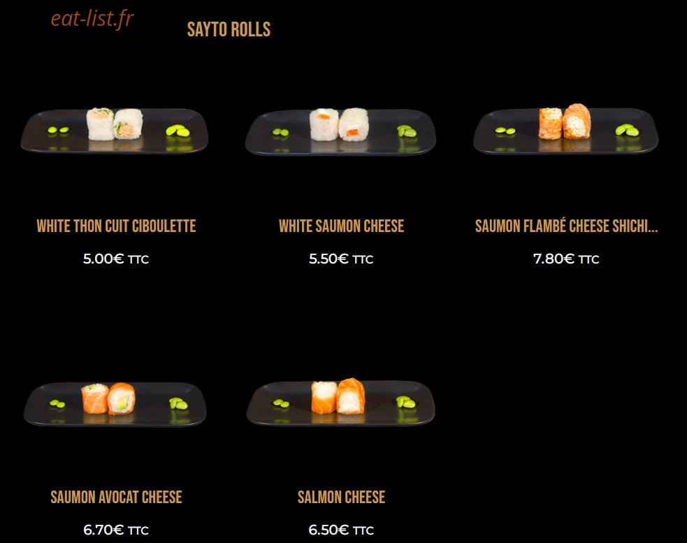 Sayto Sushi — carte page 9