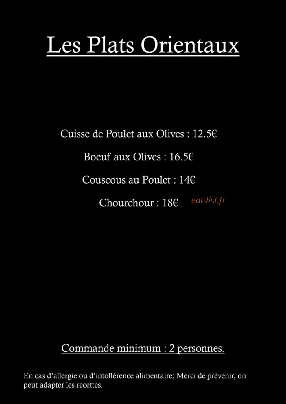 Window Traiteur — carte page 1