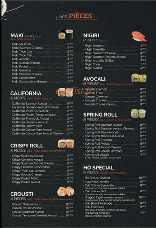 Hô Sushi — carte page 3