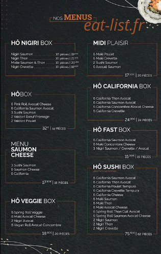 Hô Sushi — carte page 1