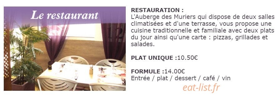 Auberge des Muriers — carte page 1