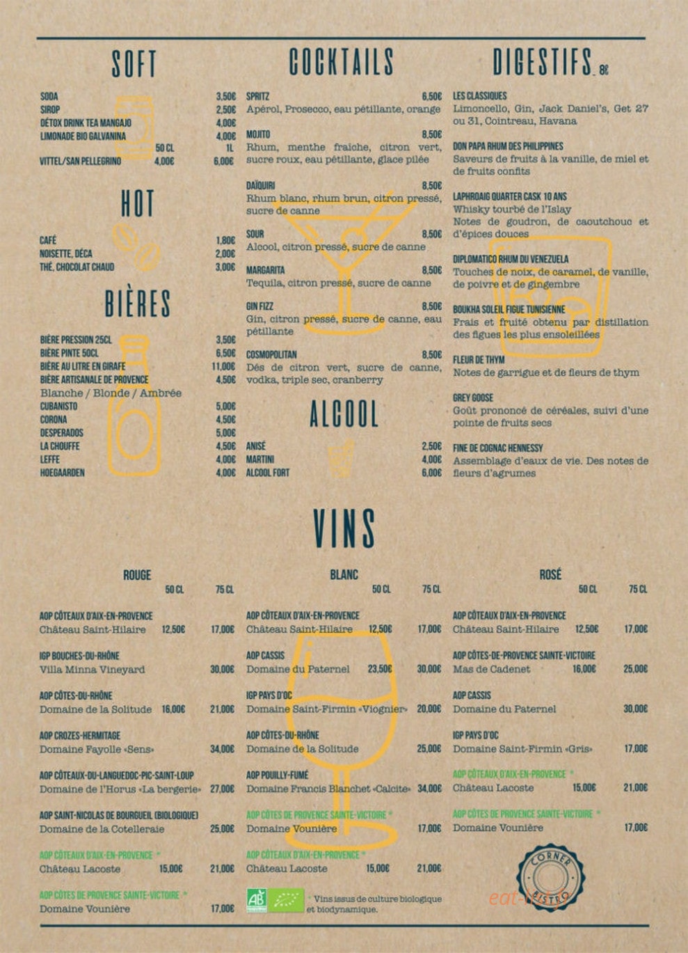Corner Bistro — carte page 4