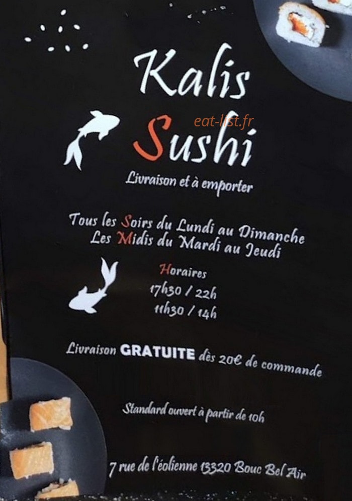 Kalis Sushi — carte page 1