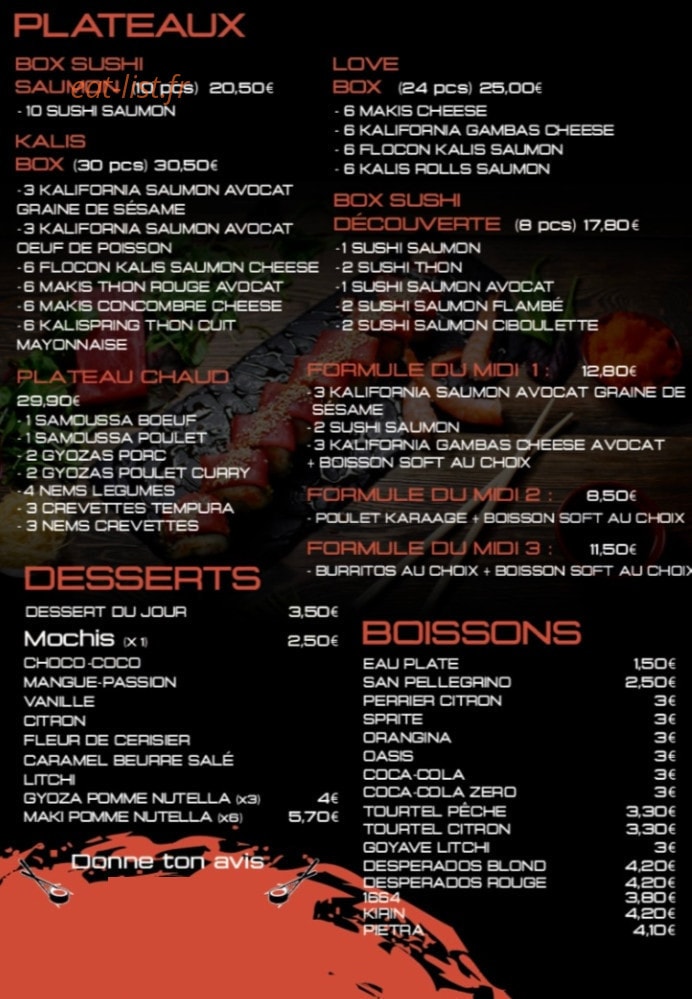 Kalis Sushi — carte page 4