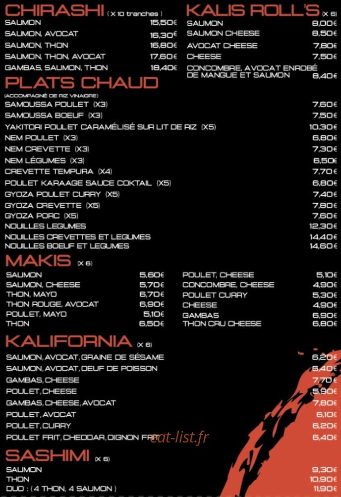 Kalis Sushi — carte page 3