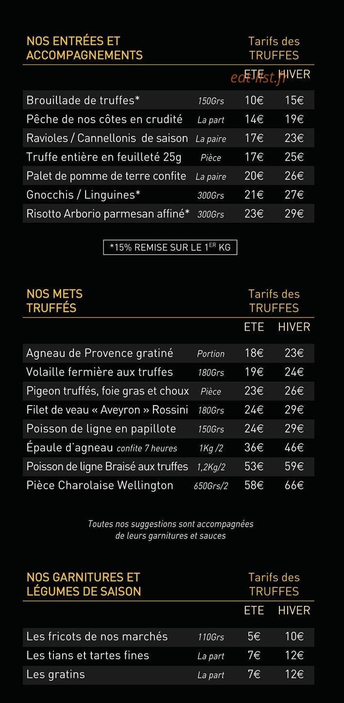 La truffe dans tous ses états — carte page 3