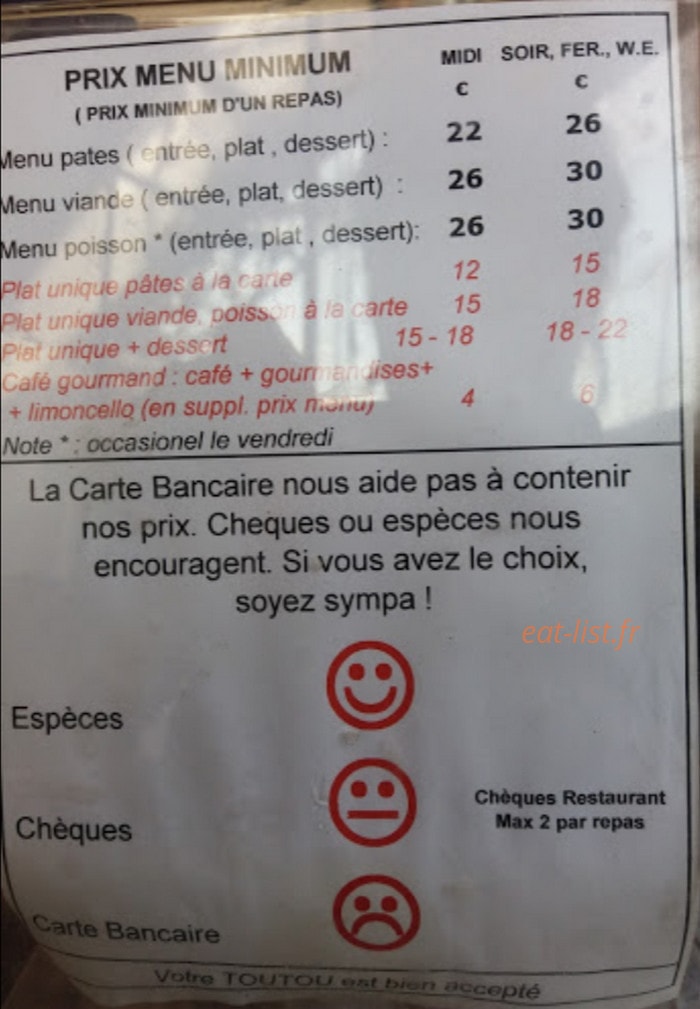 Le Jambon de Parme — carte page 1