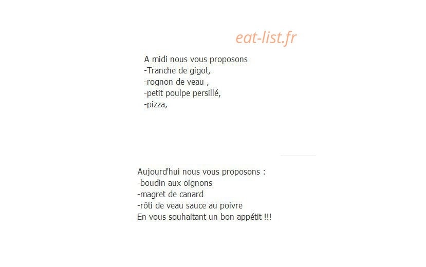 Restaurant Du Pin — carte page 2