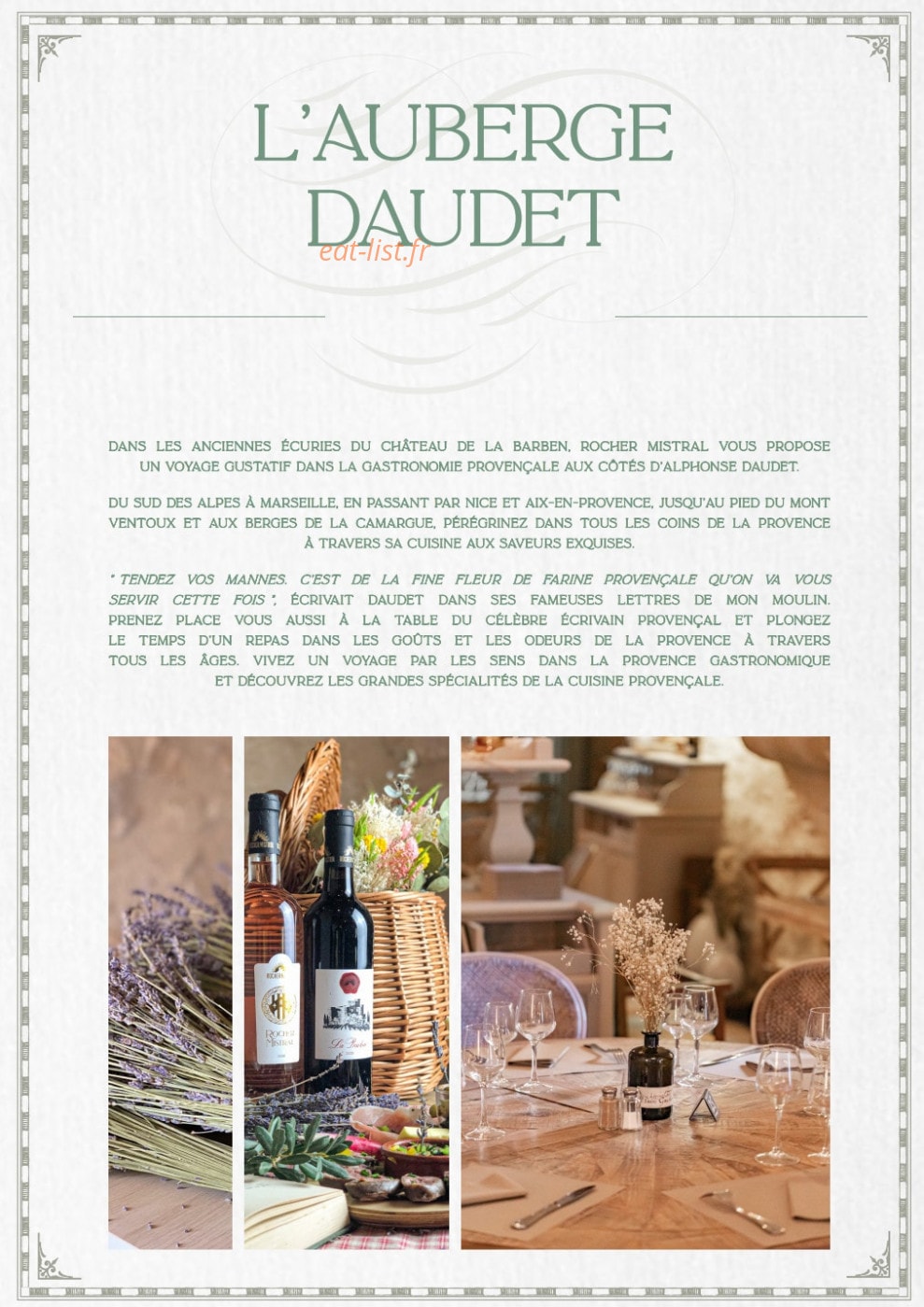 L'Auberge Daudet — carte page 6