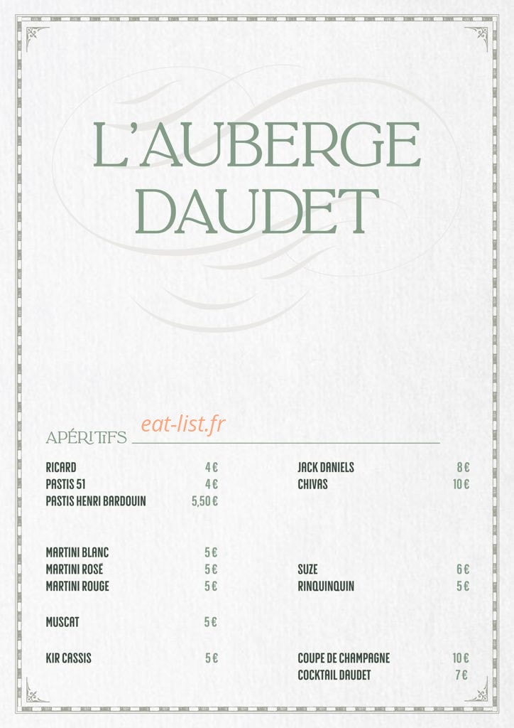 L'Auberge Daudet — carte page 4