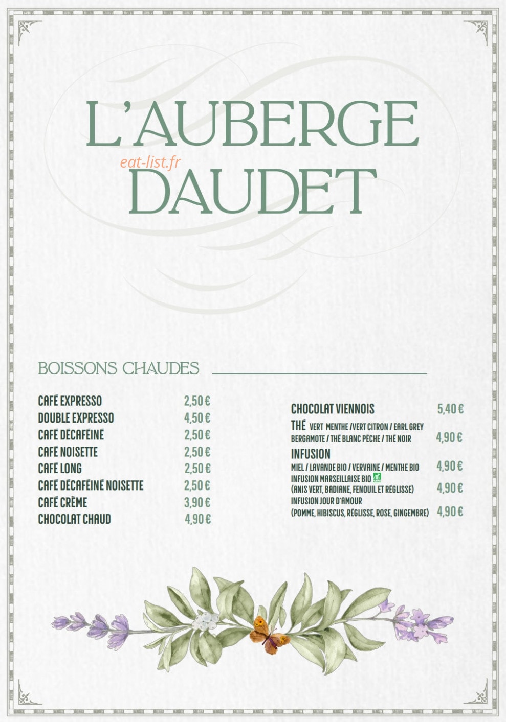 L'Auberge Daudet — carte page 3