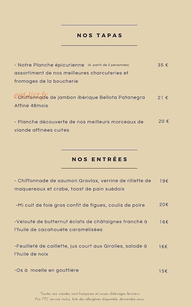 Carte et menu de L'Epicurien à Pelissanne — Les entrées et tapas