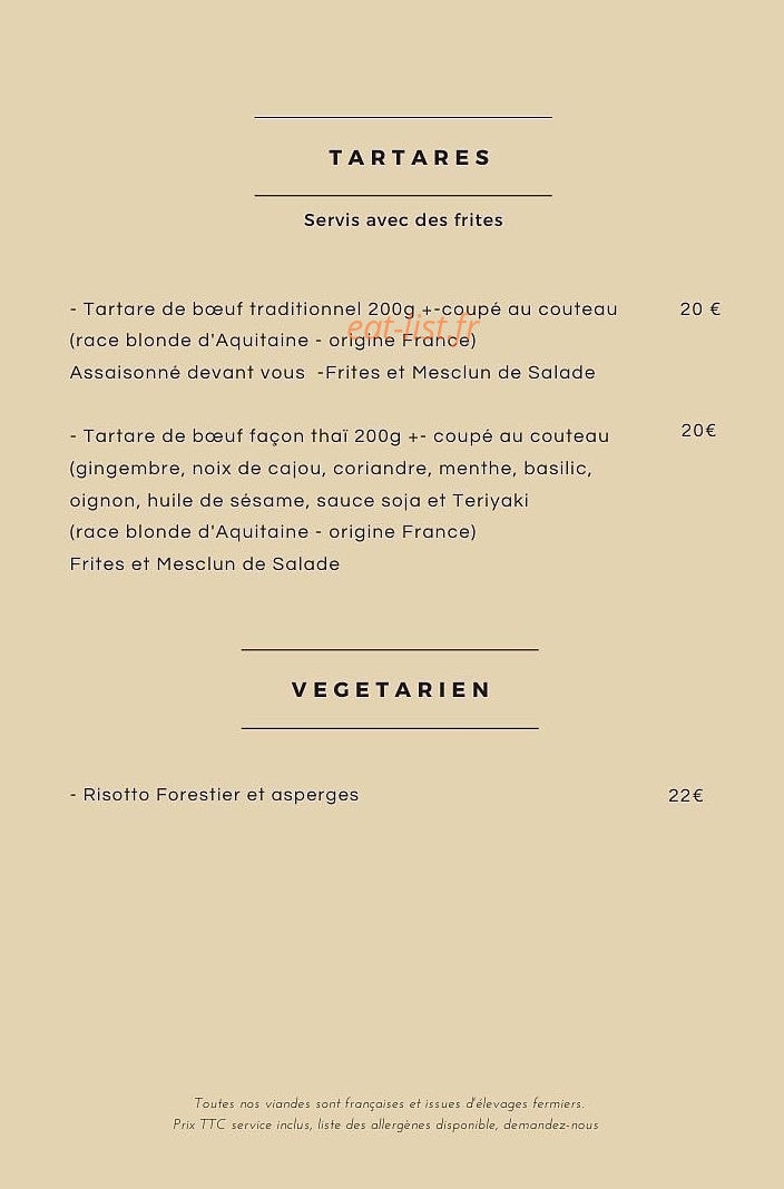 Carte et menu de L'Epicurien à Pelissanne — Les tartares et végétariens