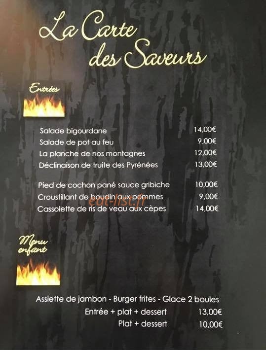Carte et menu de Le Brasero à Pelissanne — Les entrées et menu enfant