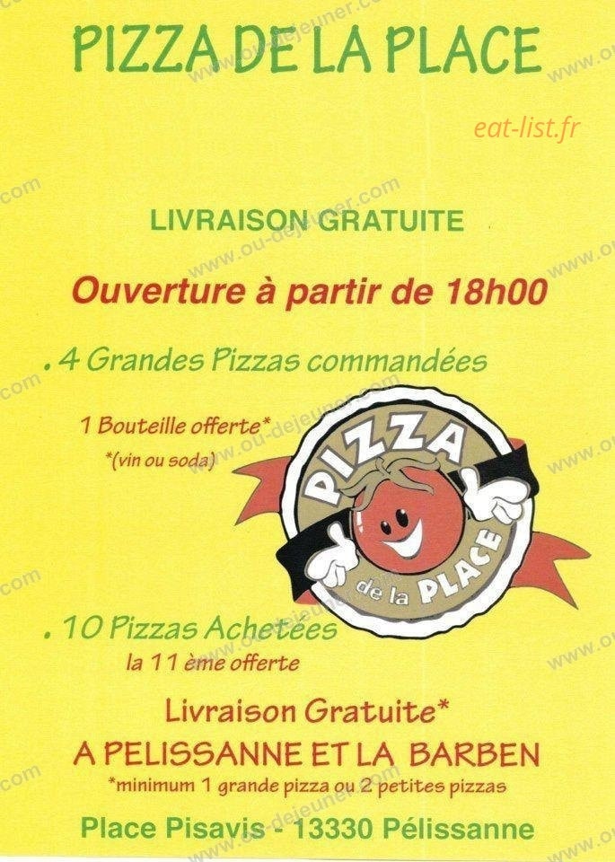 Pizza de la Place — carte page 1