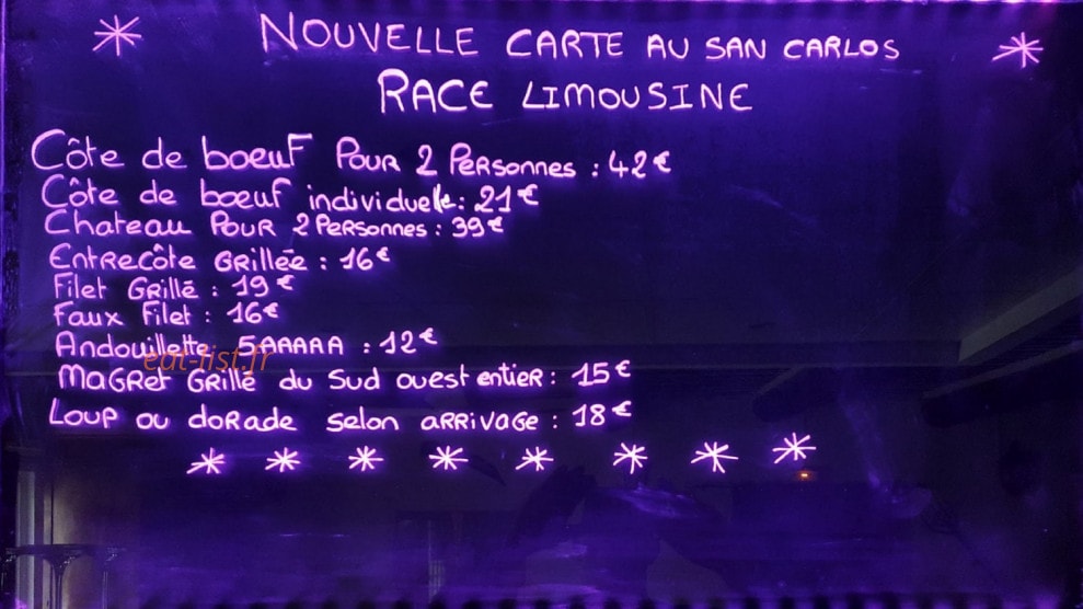 Auberge San Carlos — carte page 1