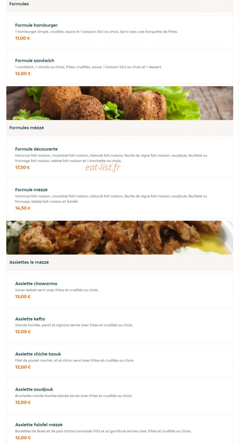 Le Mezze — carte page 1