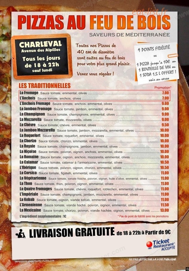 Pizzas Feu De Bois Saveurs De Mediterranee — carte page 2