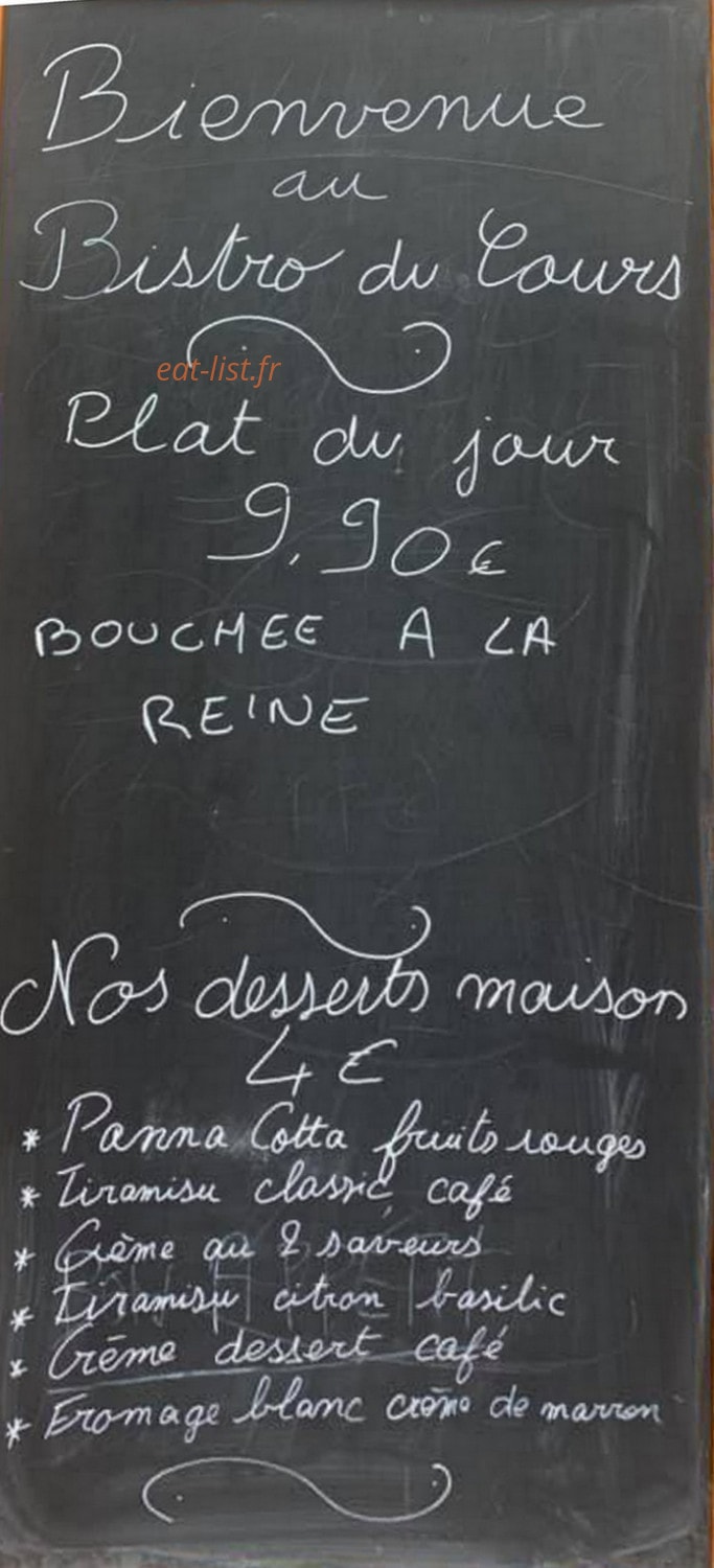 Bistro Du Cours — carte page 1