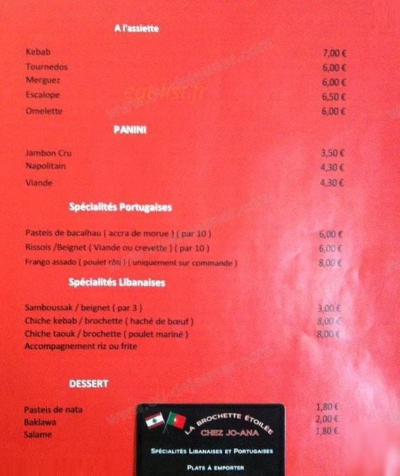 Chez Jo-Ana — carte page 2