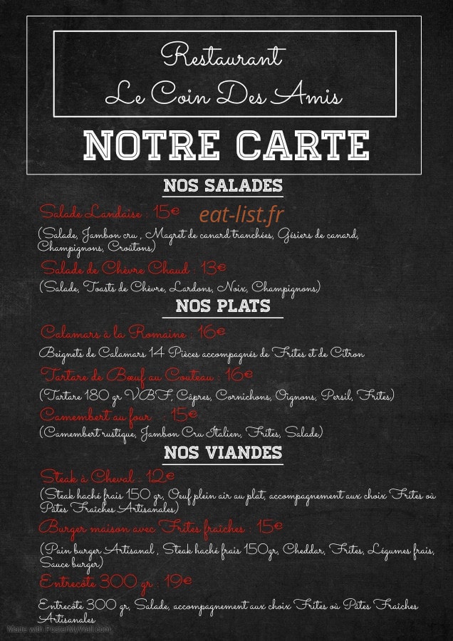 Le Coin Des Amis — carte page 1