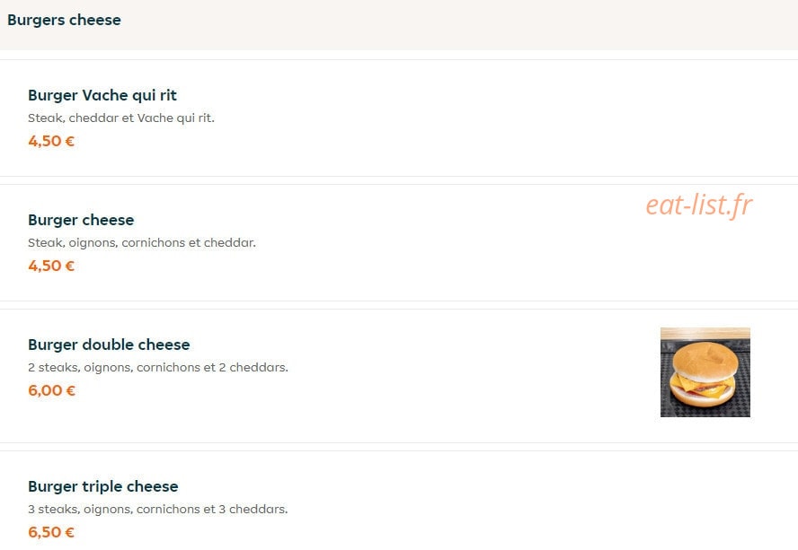 The Break Food — carte page 10