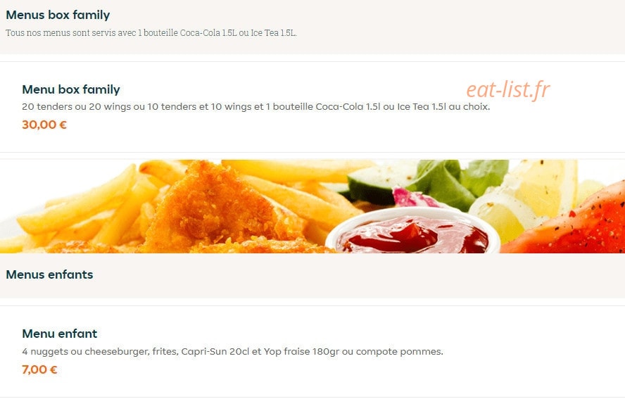 The Break Food — carte page 7