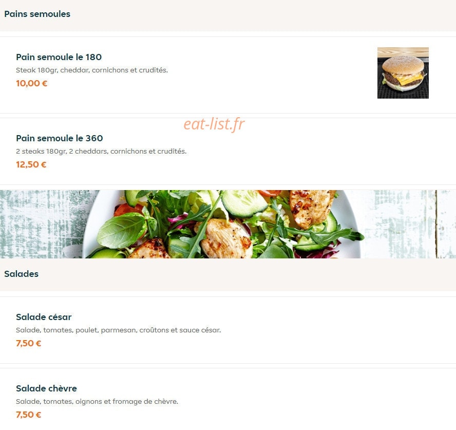 The Break Food — carte page 13