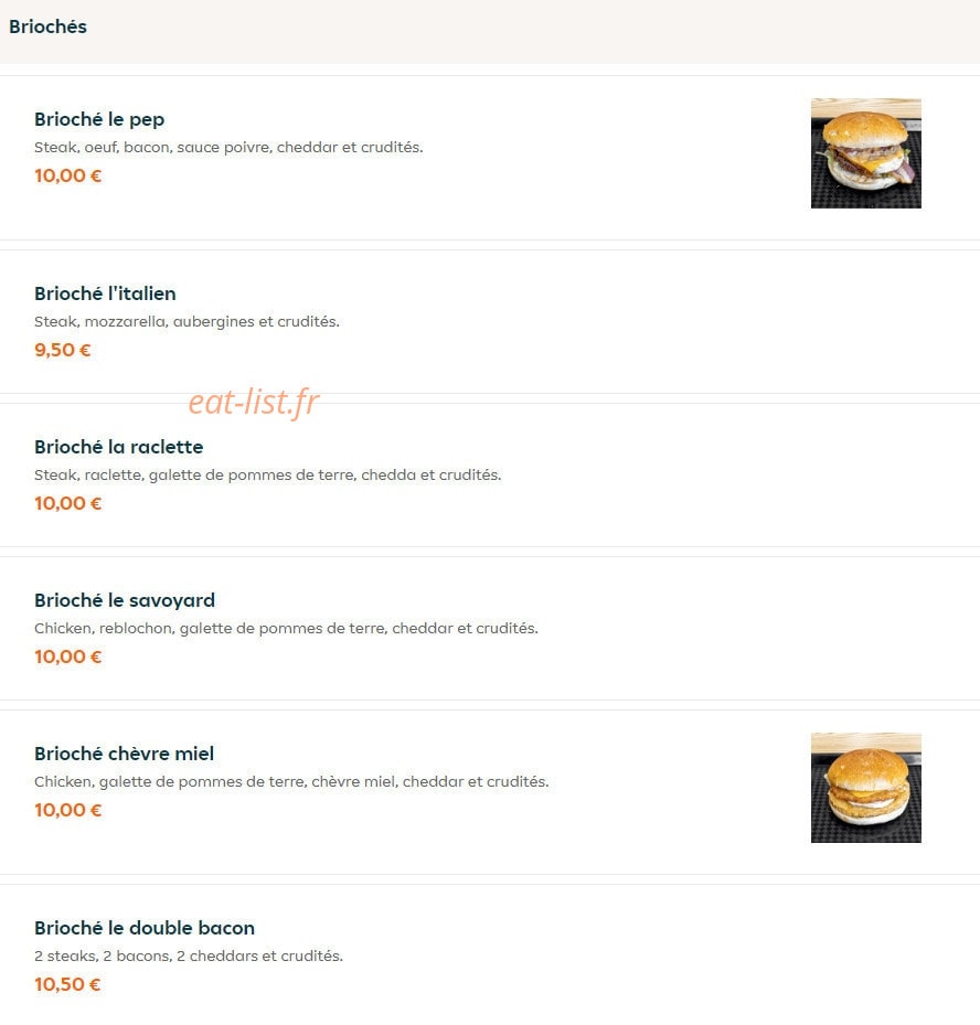 The Break Food — carte page 12