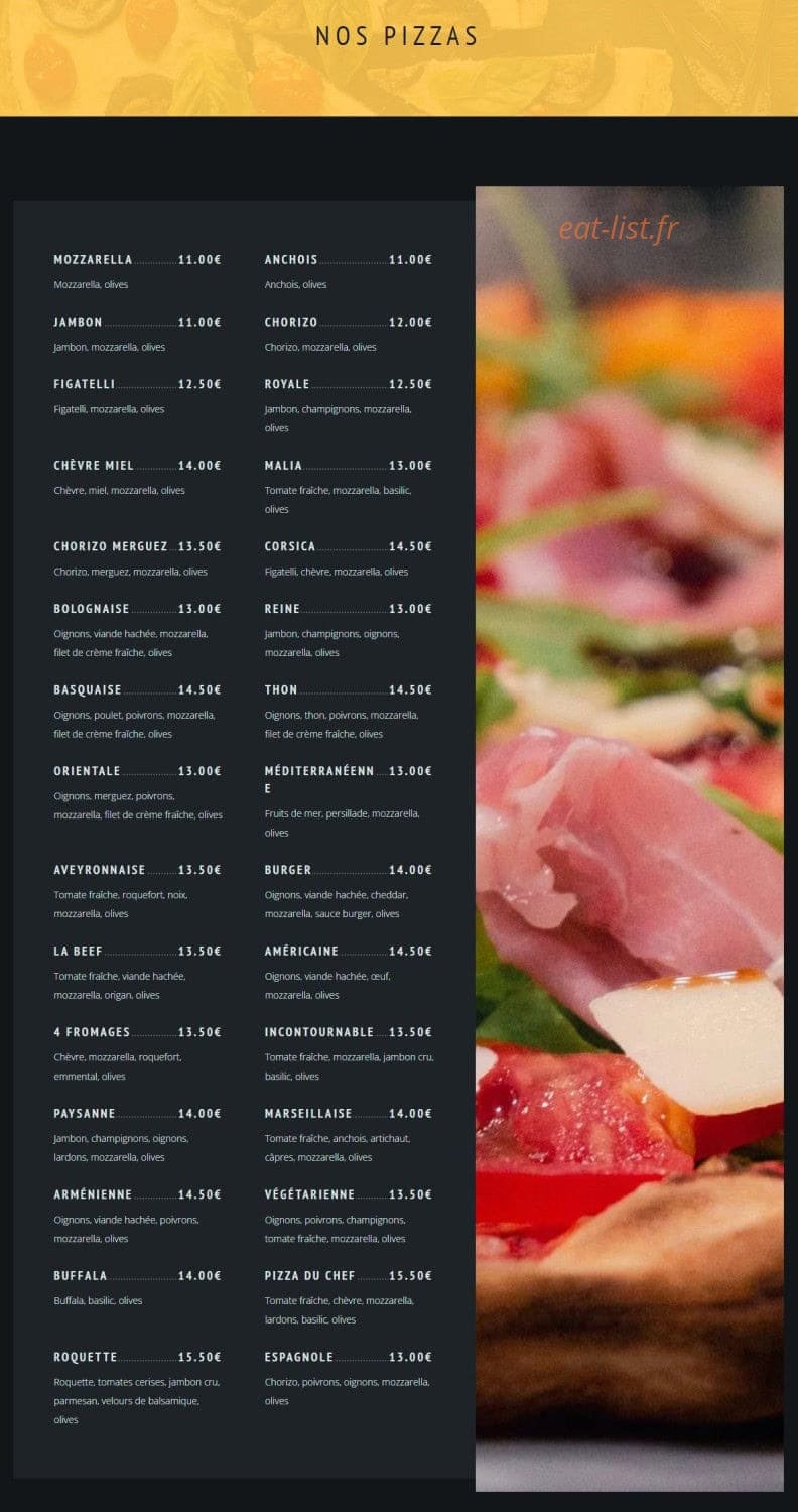 Au Comptoir de Malia — carte page 1