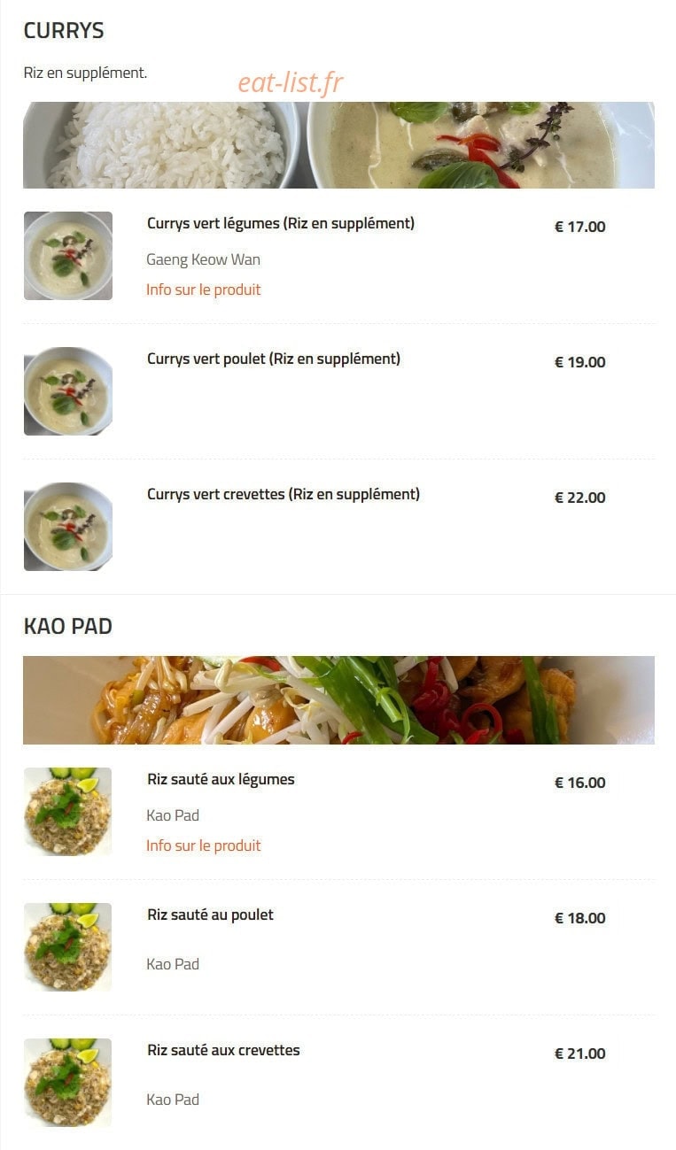 Café Siam du Lac — carte page 2