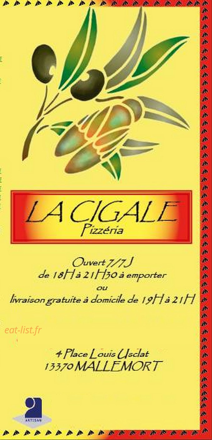 La Cigale — carte page 1
