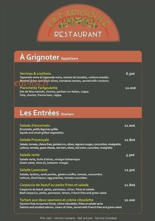 La farigoule — carte page 1