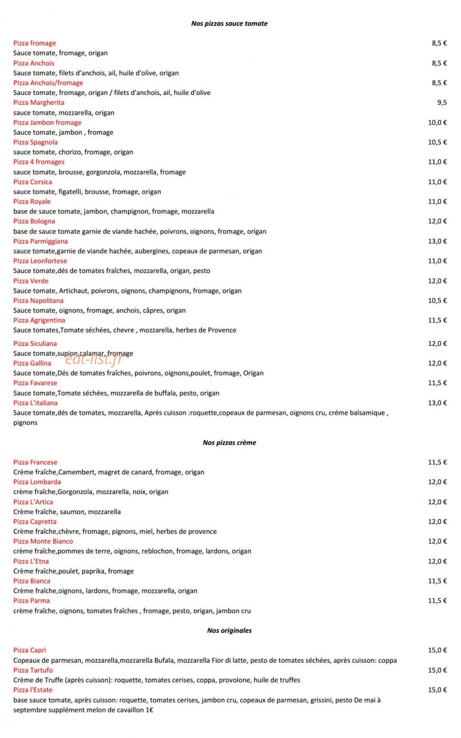 Pizz'Andrea — carte page 1