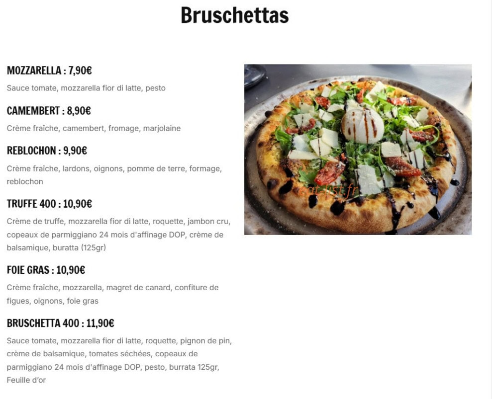 Pizza 400 — carte page 6