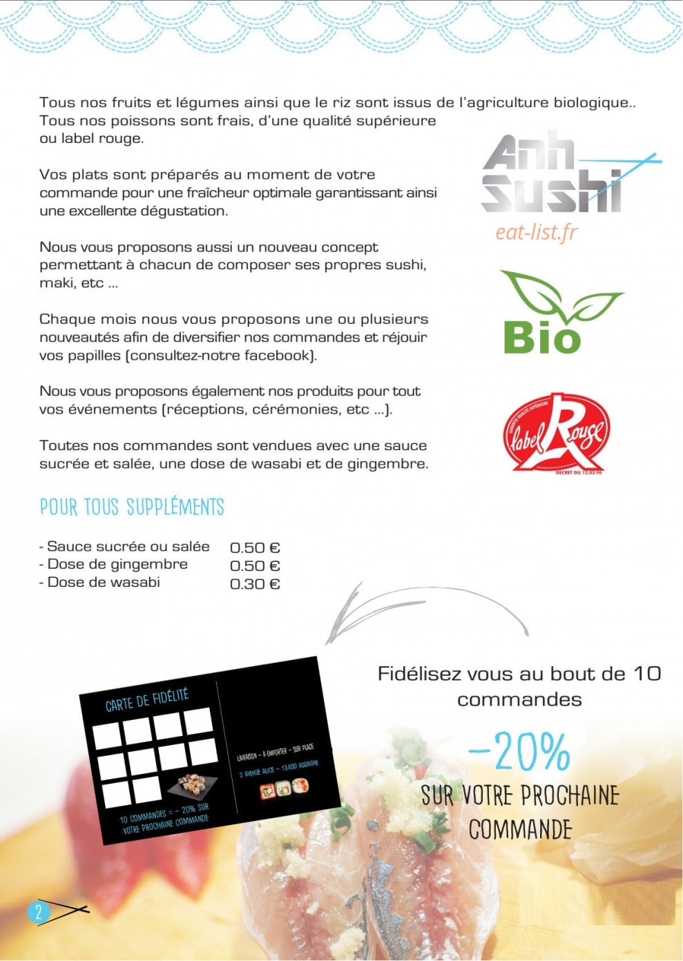Anh Sushi — carte page 2