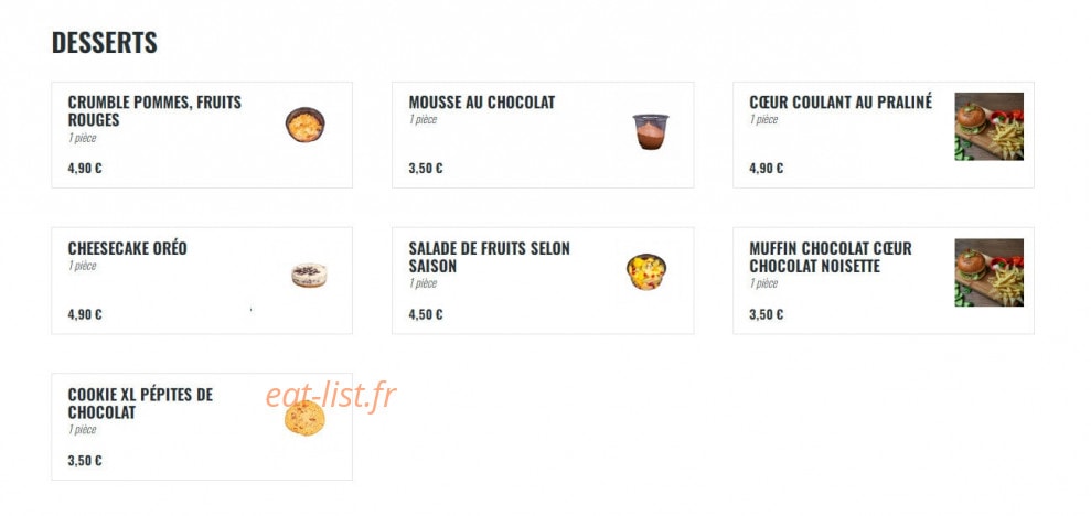 Burger Shop — carte page 4