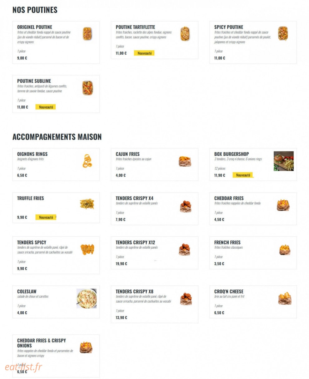 Burger Shop — carte page 3