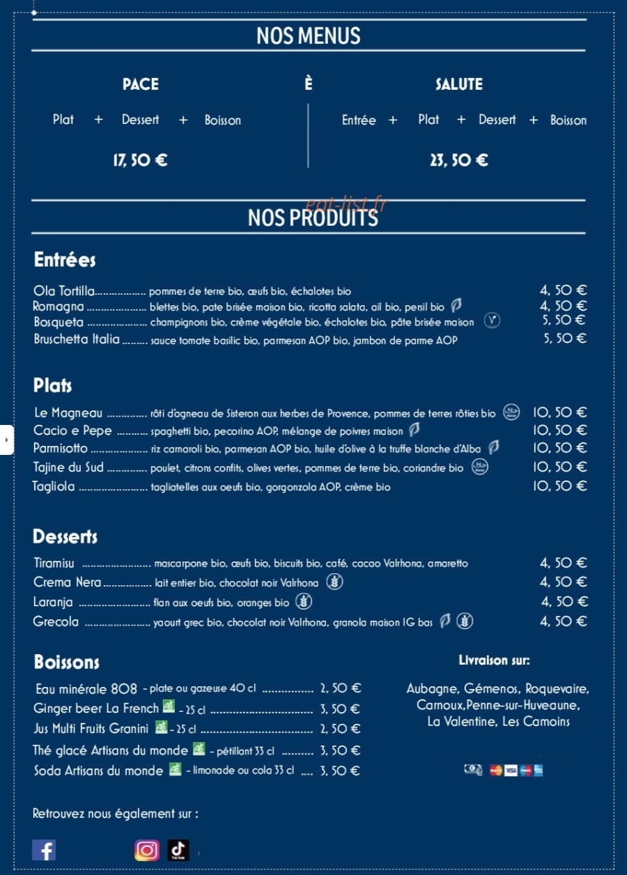 Daily'cious — carte page 1