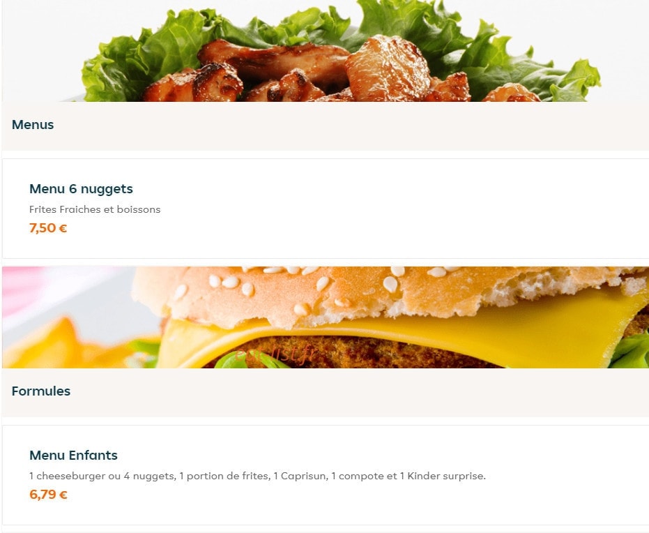 Frity Burger — carte page 1