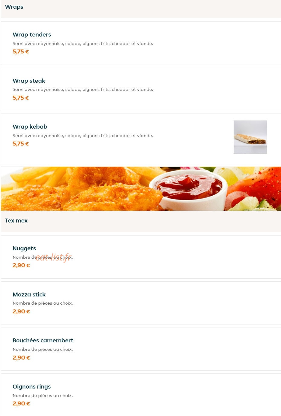 Frity Burger — carte page 9