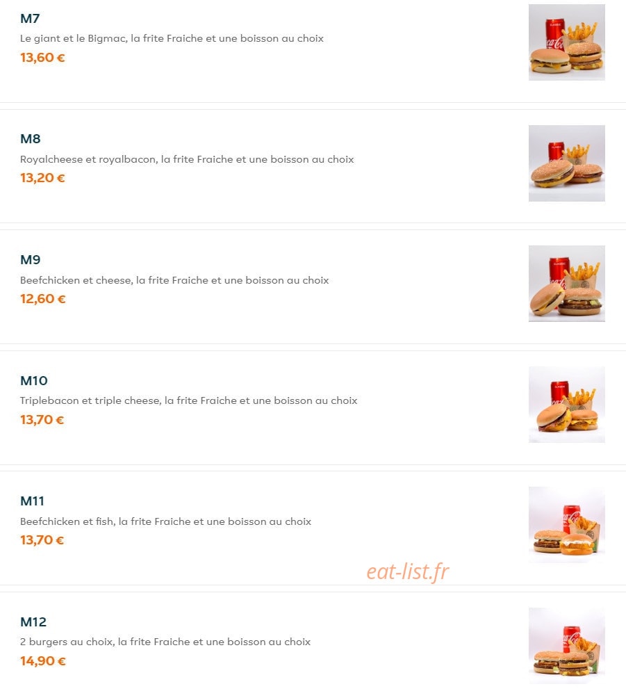 Frity Burger — carte page 3