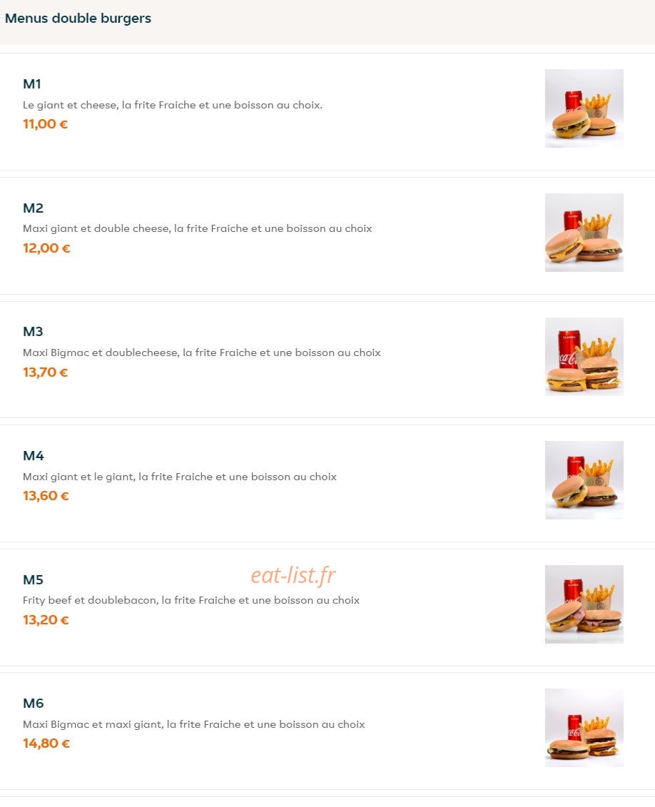 Frity Burger — carte page 2