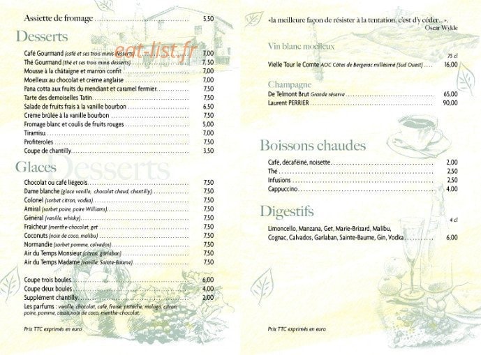 L'Air Du Temps — carte page 6