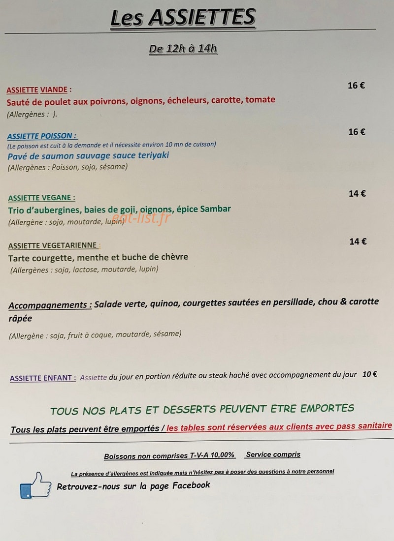 La Cantine Bio — carte page 1